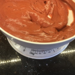 Weight half of red velvet cake mix